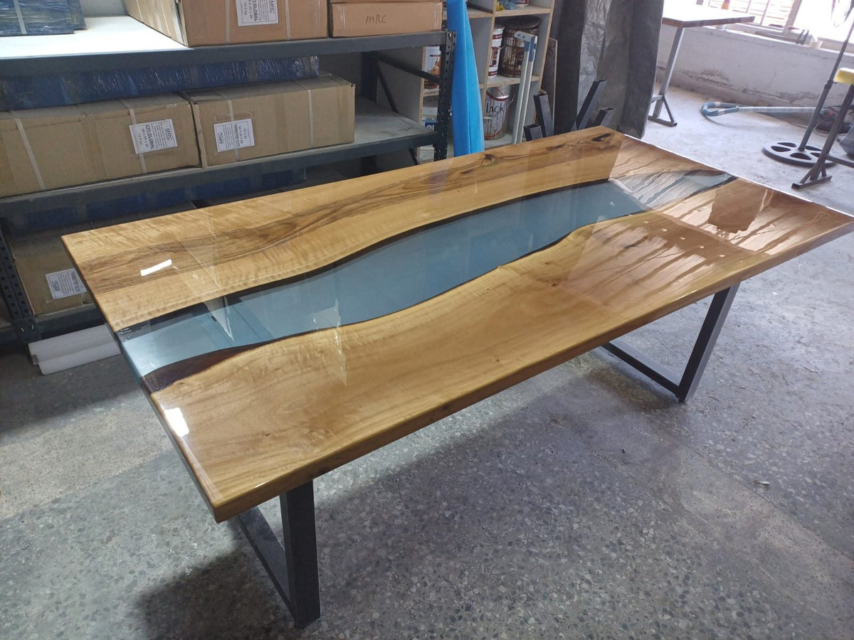 Walnut Blue Epoxy River Table, 78 × 39 in, ready-to-ship piece No. 13, photo 4