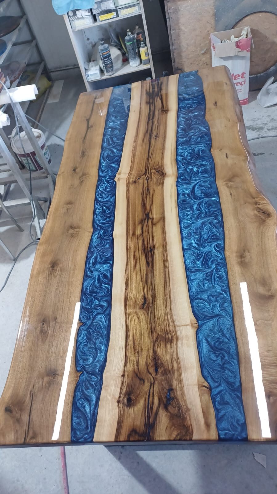 Walnut Blue Epoxy River Table, 72 × 34 in, ready-to-ship piece No. 18, photo 4