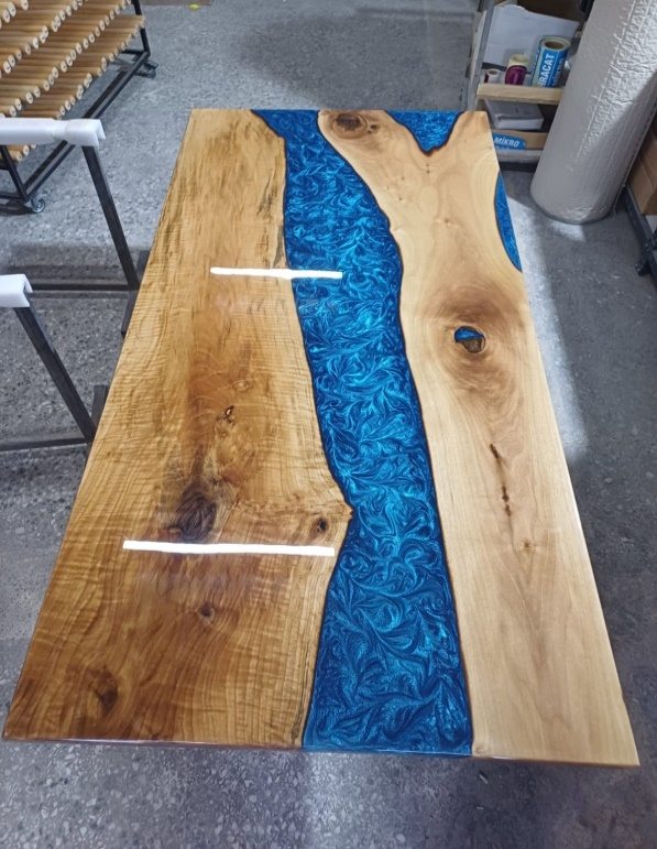 Walnut Blue Epoxy River Table, 79 × 39 in, ready-to-ship piece No. 15, photo 4