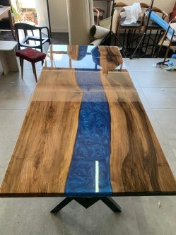 Walnut Blue River Epoxy Table, 80 × 36 in, ready-to-ship piece No. 38, photo 4