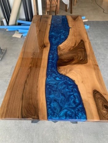 Walnut Blue River Epoxy Table, 72 × 34 in, ready-to-ship piece No. 40, photo 4