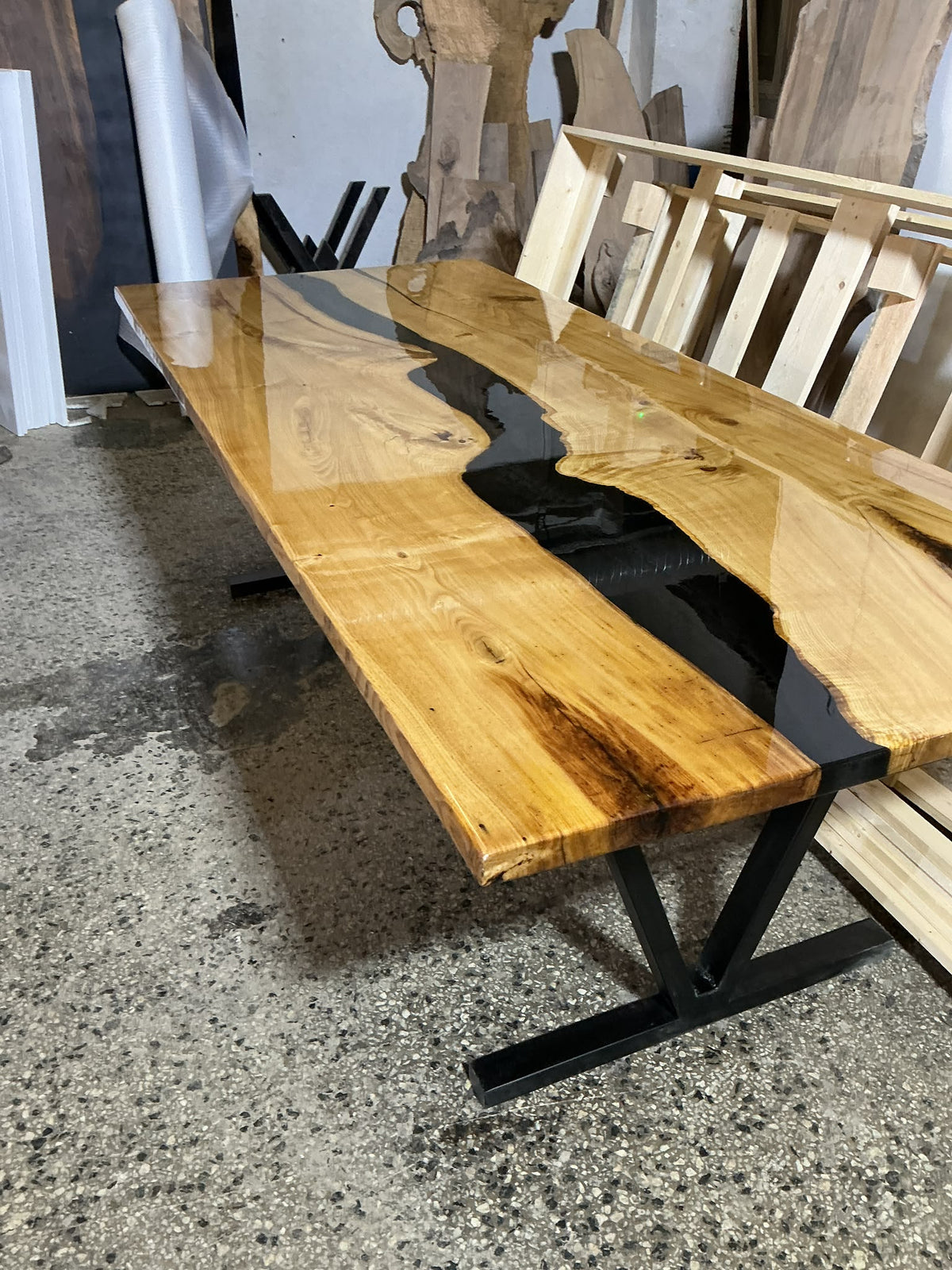 Chestnut Black Epoxy Dining Table, 95 × 40 in, ready-to-ship piece No. 177, photo 4
