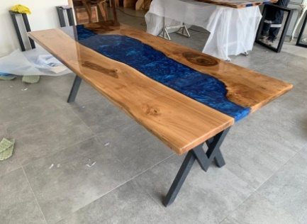Walnut Blue River Epoxy Table, 80 × 36 in, ready-to-ship piece No. 37, photo 4