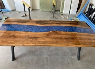 Walnut Blue River Epoxy Table, 80 × 36 in, ready-to-ship piece No. 38, photo 5