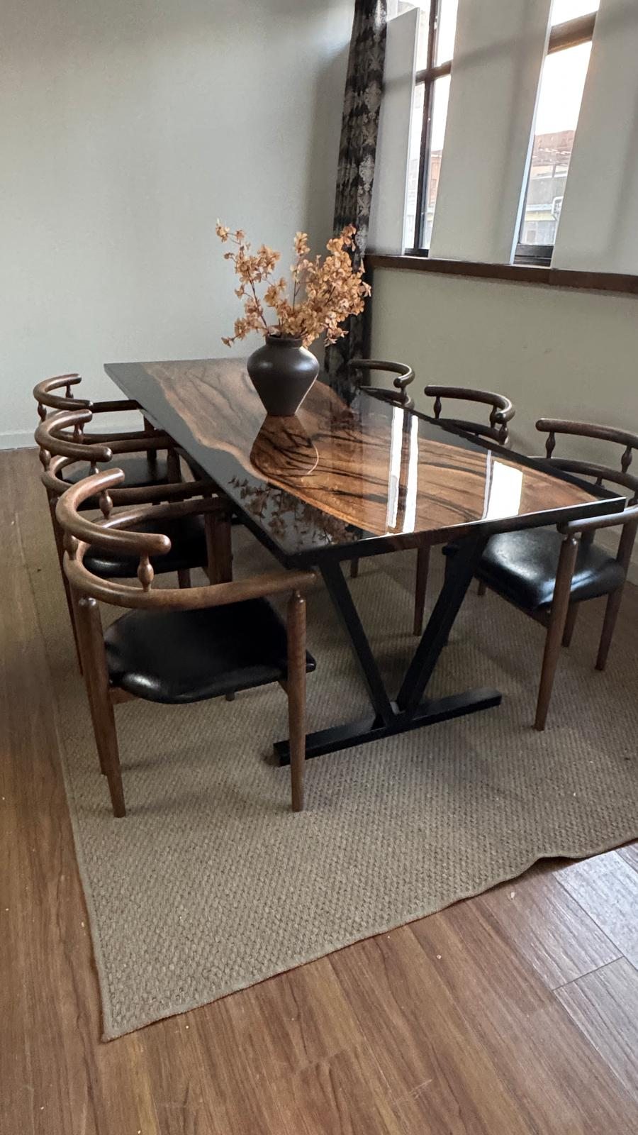 Walnut Black Epoxy Dining Table, 91 × 36 in, ready-to-ship piece No. 168, photo 5
