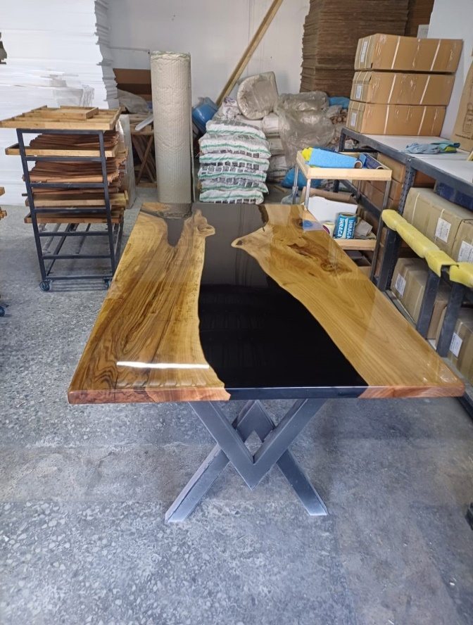 Walnut Black Epoxy River Table, 74 × 39 in, ready-to-ship piece No. 11, photo 5