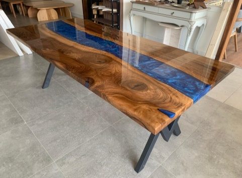 Walnut Blue River Epoxy Table, 80 × 36 in, ready-to-ship piece No. 41, photo 5