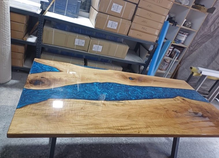 Walnut Blue Epoxy River Table, 79 × 39 in, ready-to-ship piece No. 15, photo 5
