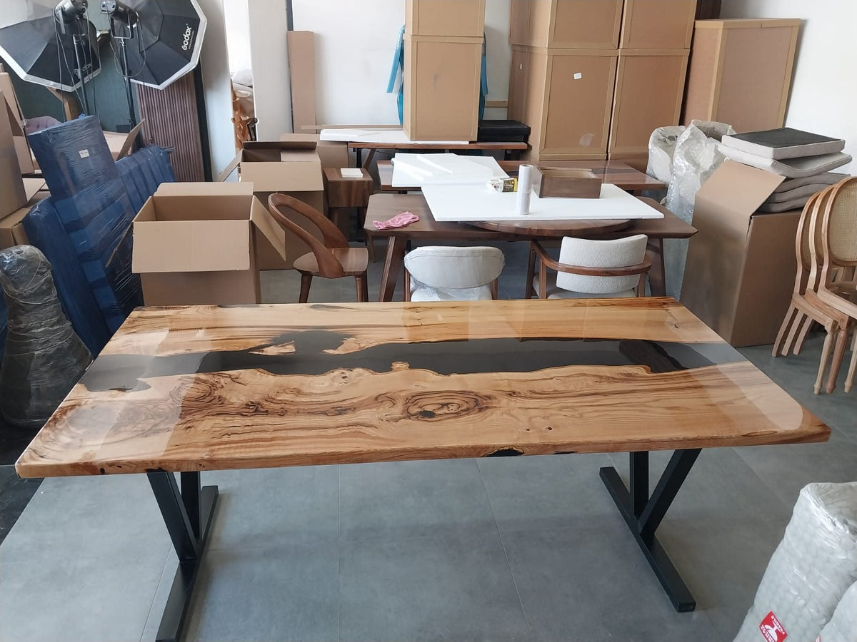 Chestnut Black River Epoxy Table, 83 × 39 in, ready-to-ship piece No. 137, photo 6
