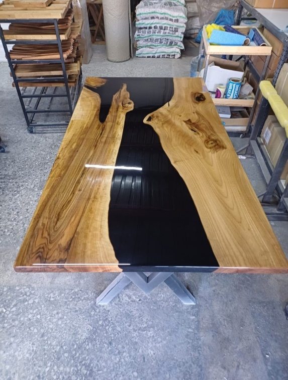 Walnut Black Epoxy River Table, 74 × 39 in, ready-to-ship piece No. 11, photo 6