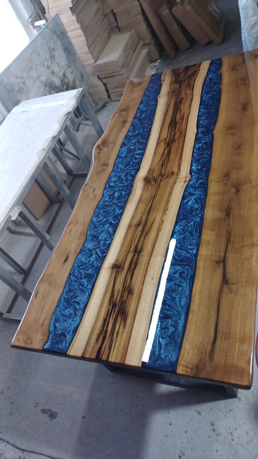 Walnut Blue Epoxy River Table, 72 × 34 in, ready-to-ship piece No. 18, photo 6