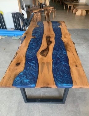 Walnut Blue River Table, Double Channel, 80 × 38 in, ready-to-ship piece No. 42, photo 6