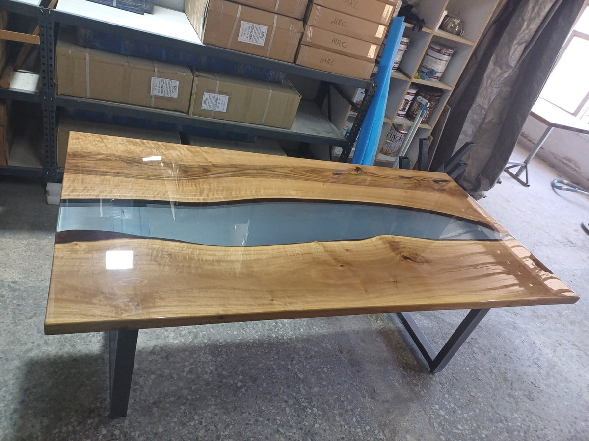 Walnut Blue Epoxy River Table, 78 × 39 in, ready-to-ship piece No. 13, photo 6