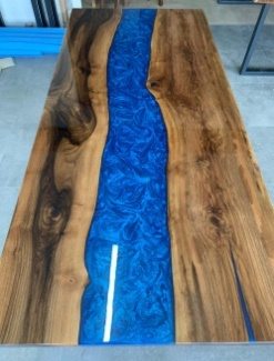 Walnut Blue River Epoxy Table, 80 × 36 in, ready-to-ship piece No. 38, photo 6
