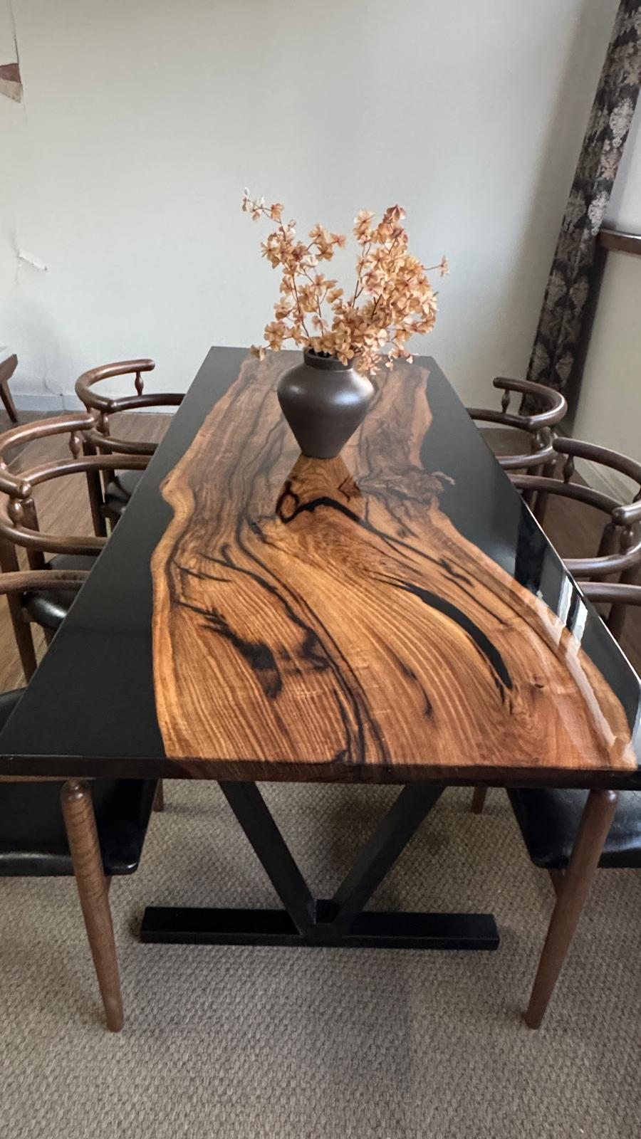 Walnut Black Epoxy Dining Table, 91 × 36 in, ready-to-ship piece No. 168, photo 6