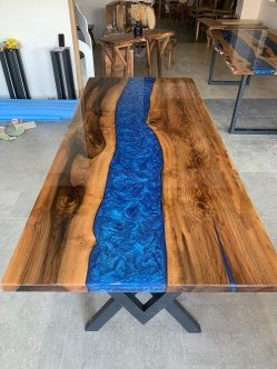Walnut Blue River Epoxy Table, 80 × 36 in, ready-to-ship piece No. 38, photo 7
