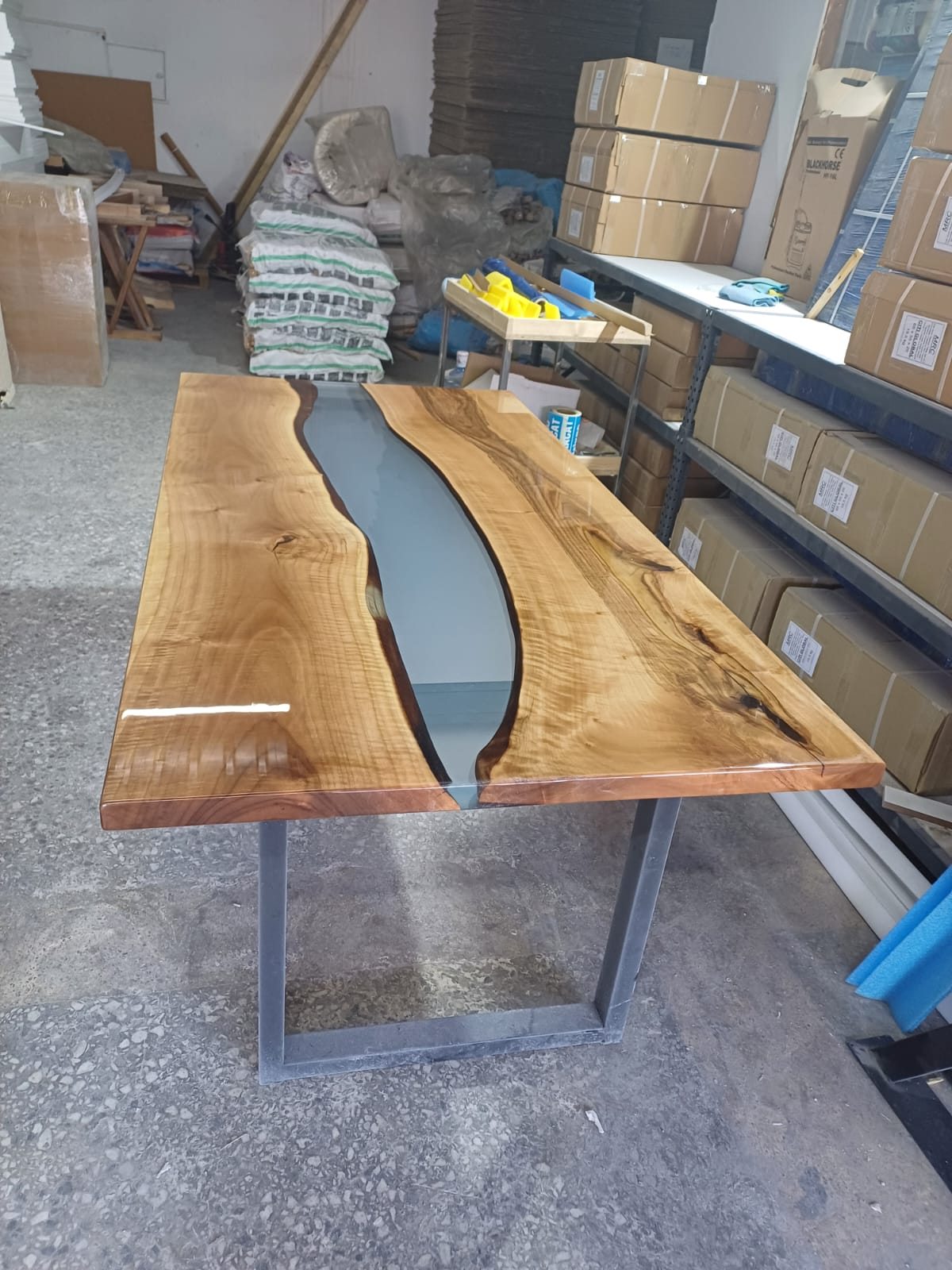 Walnut Blue Epoxy River Table, 78 × 39 in, ready-to-ship piece No. 13, photo 7