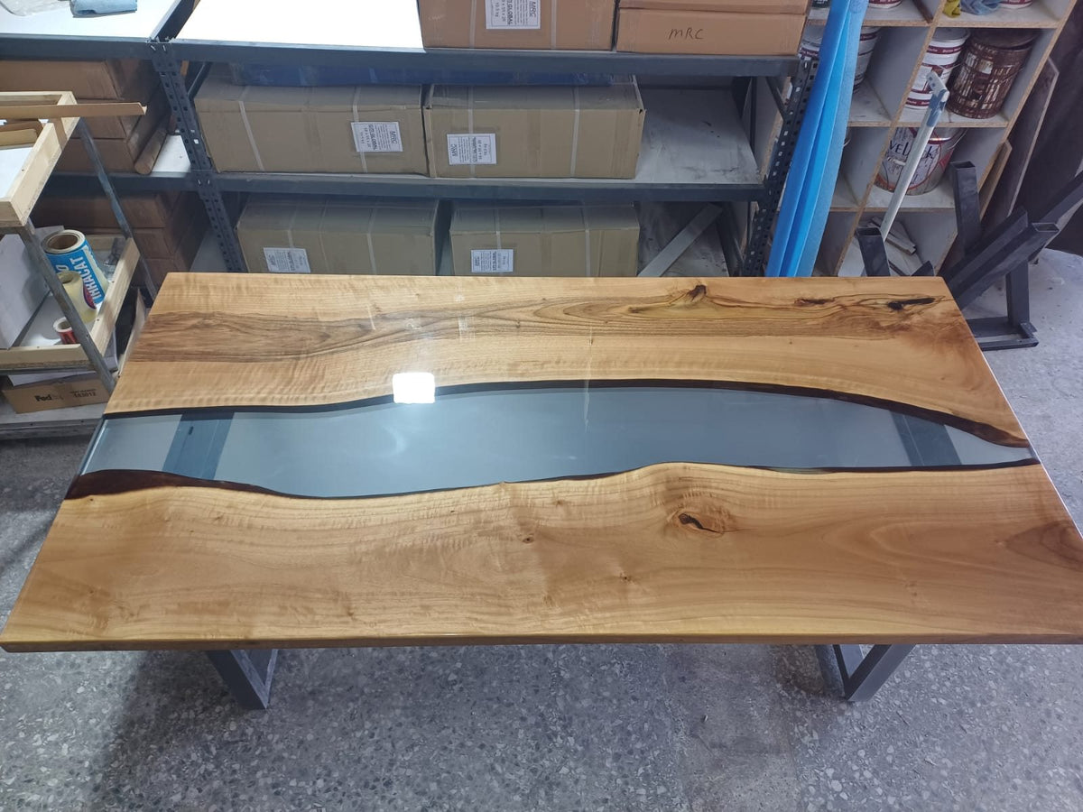 Walnut Blue Epoxy River Table, 78 × 39 in, ready-to-ship piece No. 13, photo 8