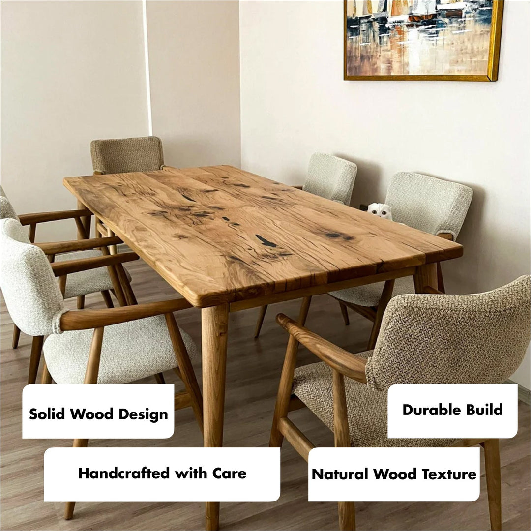 Solid Light Oak Dining Room Table - Rectangular Real Wood Dining Table