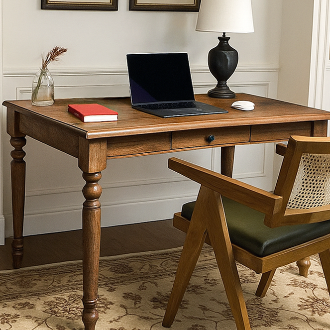 Professional executive desk with storage drawers and walnut surface
