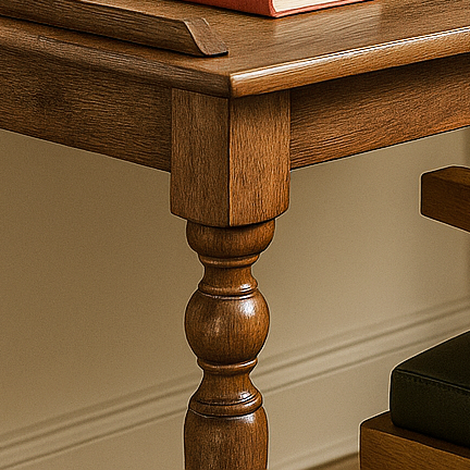 Walnut wood executive desk with drawer storage compartments