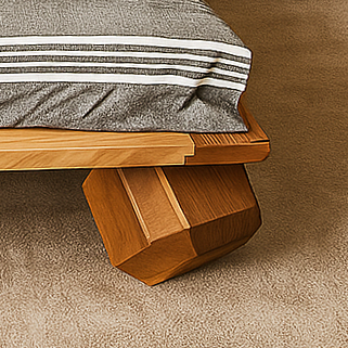 Solid Wood Bed Frame with Headboard - Low Profile Platform Bed, Handmade
