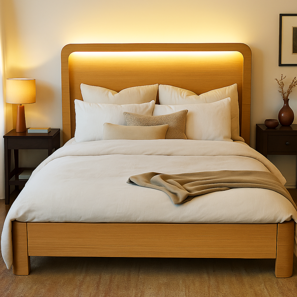 Handcrafted platform storage bed with gas lift struts for easy access