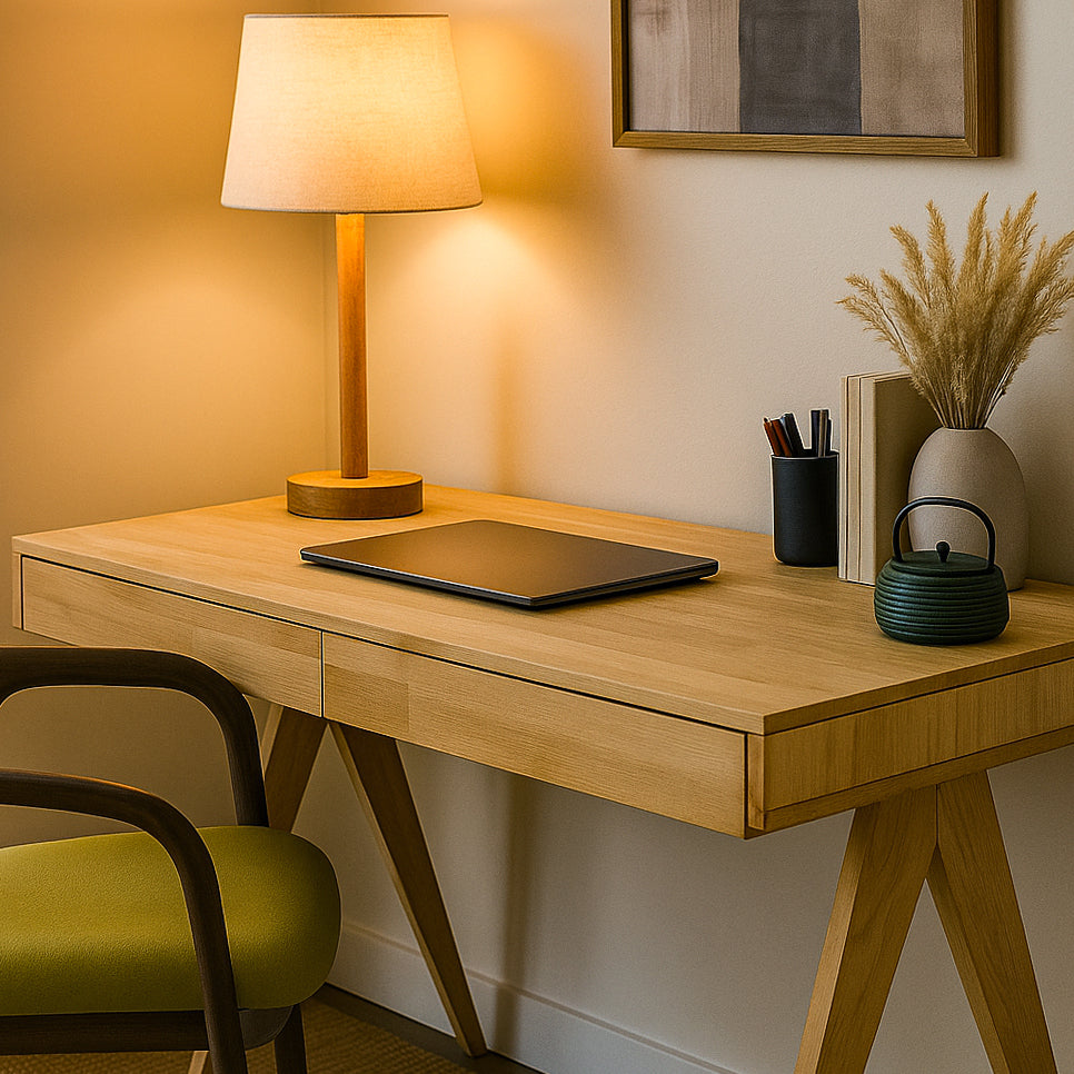 Oak Desk with File Drawer - Boho Desk
