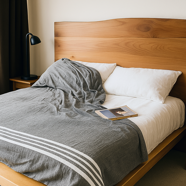 Solid Wood Bed Frame with Headboard - Low Profile Platform Bed, Handmade