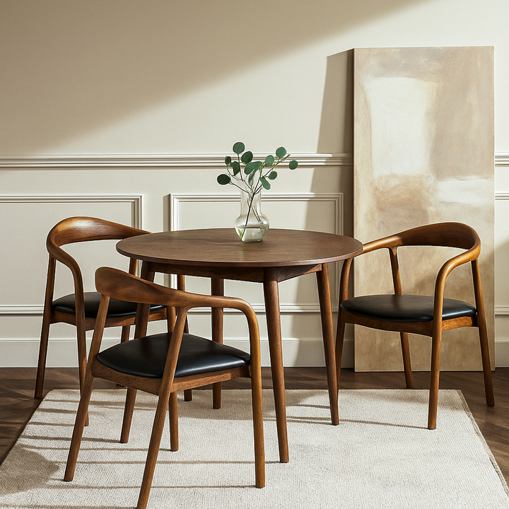 Wood Accent Chair Black Leather - Wooden Office and Dining Room Chair, Handmade - UPP Home Store