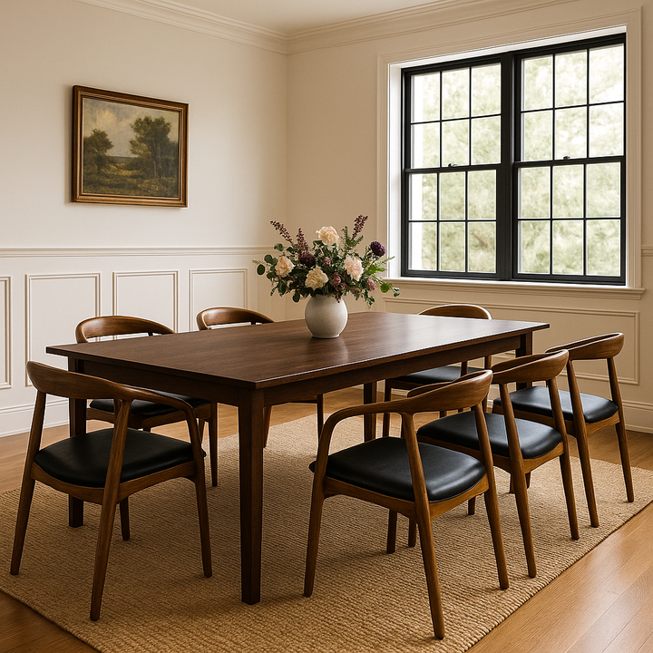 Wood Accent Chair Black Leather - Wooden Office and Dining Room Chair, Handmade - UPP Home Store