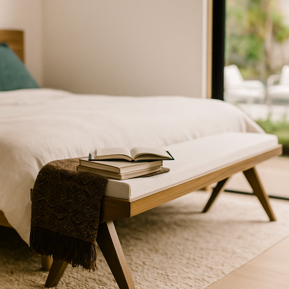 End of bed furniture showcasing mid-century modern design