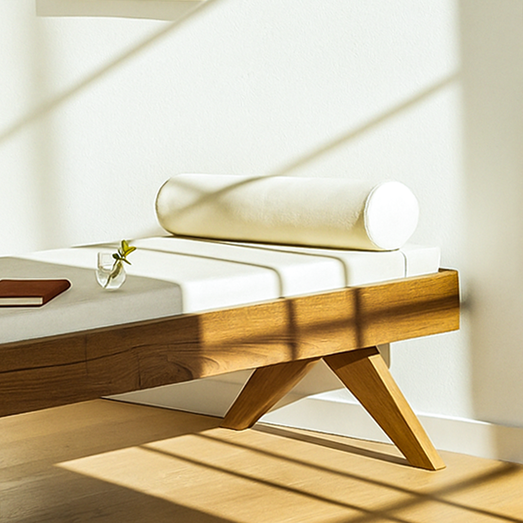 Mid century modern Pierre Jeanneret inspired daybed with iconic A-shaped legs