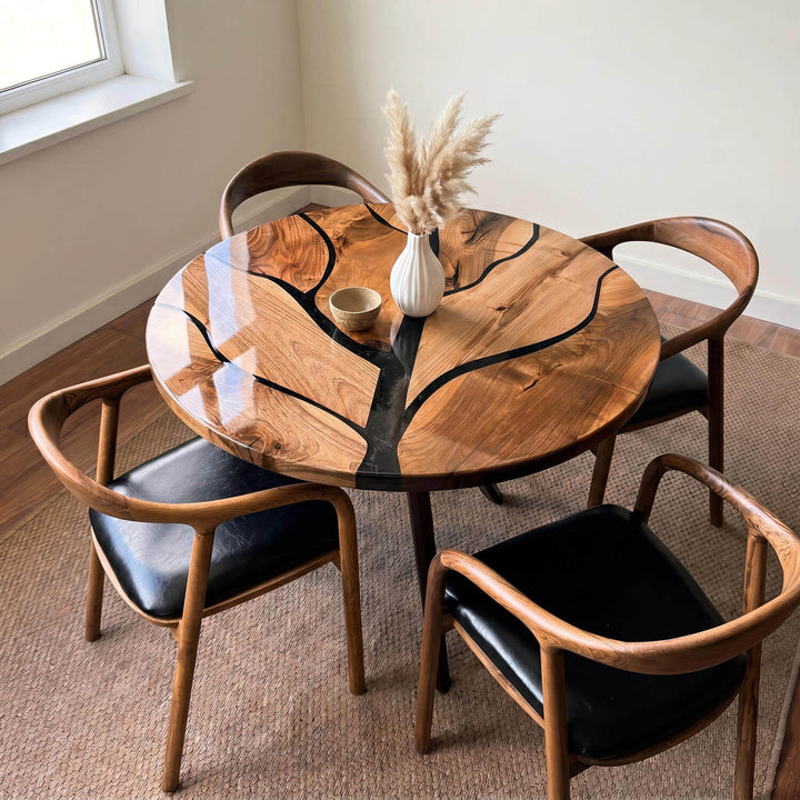 Artisan Walnut and Epoxy Tree Branch Round Table