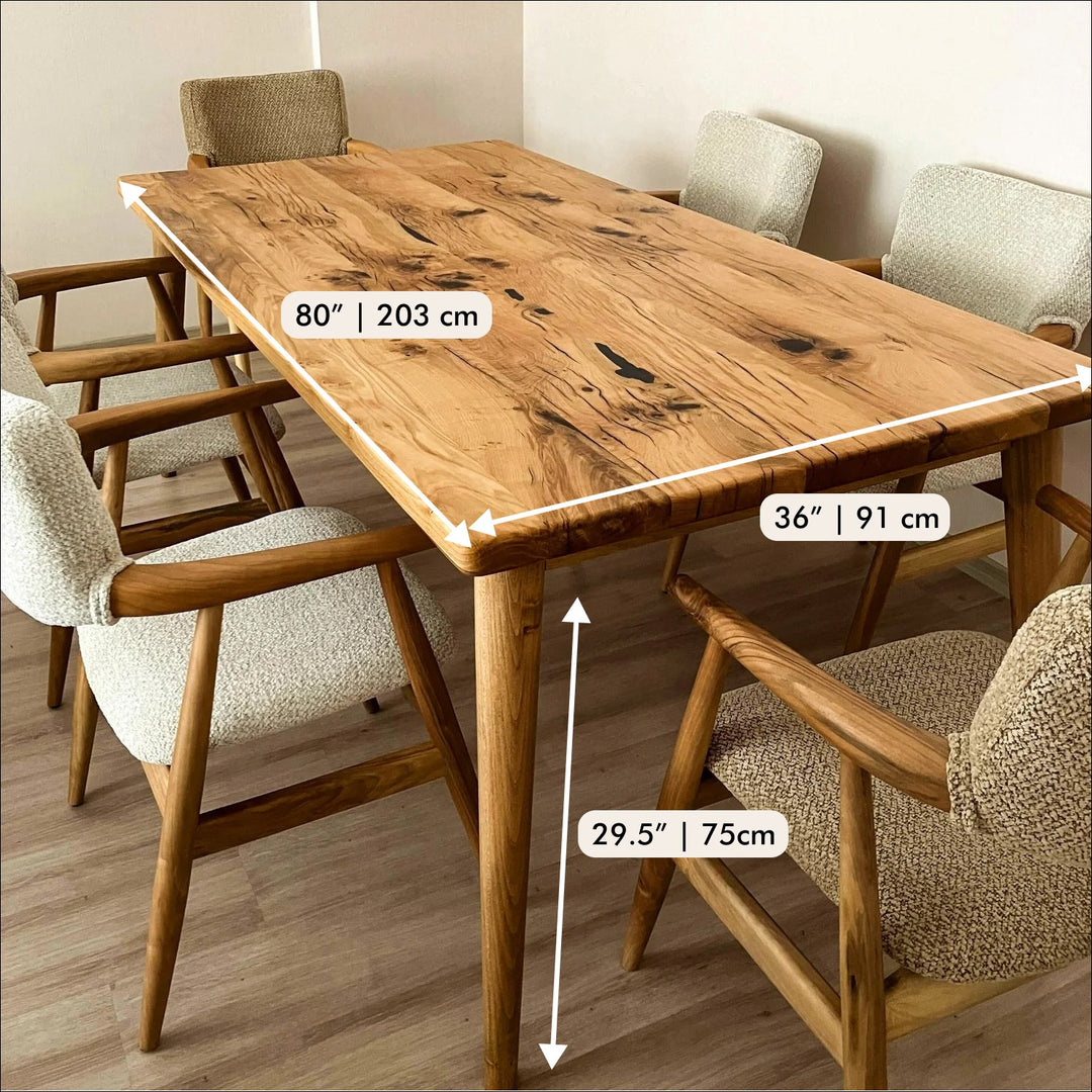 Solid Light Oak Dining Room Table - Rectangular Real Wood Dining Table