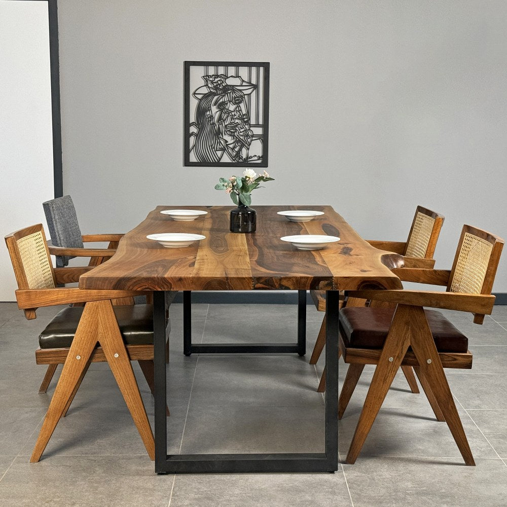 Live Edge Dining Table for 4 to 8, Walnut 42x30" | 107x76 cm