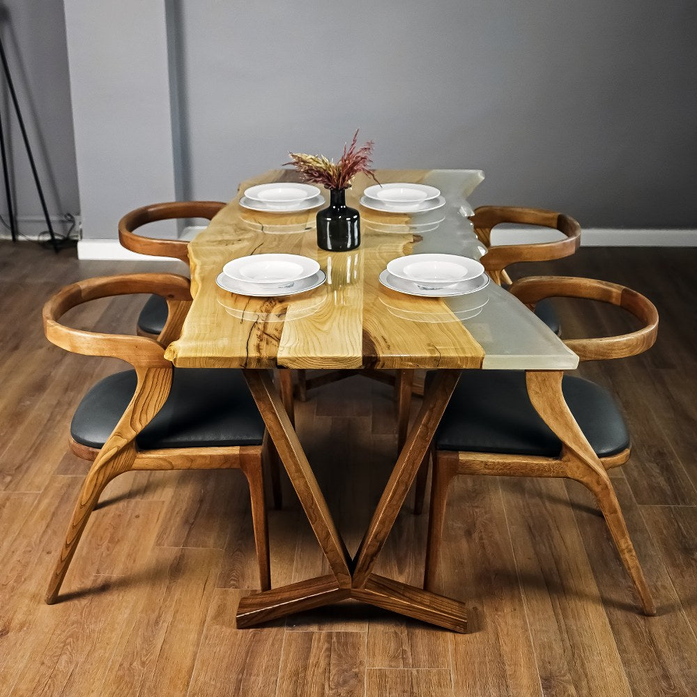 White epoxy wood online table