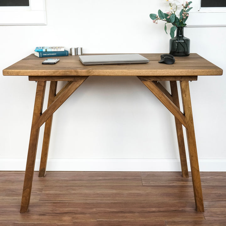 Boho Desk - Small Walnut Desk with Wooden Legs