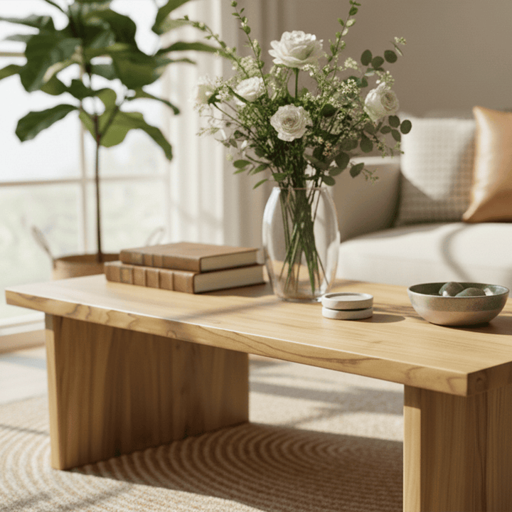Chestnut coffee table by UPP Home, modern style complements couches, sectionals, and lounge chairs.