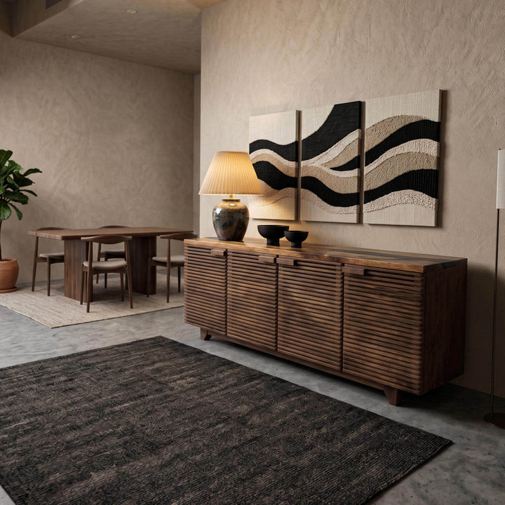 A sophisticated statement piece for home interiors: the durable and stylish Epoxy Countertop Wooden Console.