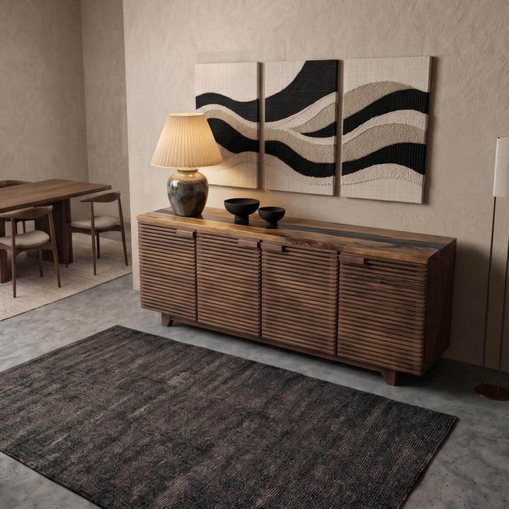 Epoxy Countertop Wooden Console combining functional storage space with unique artistic furniture design.