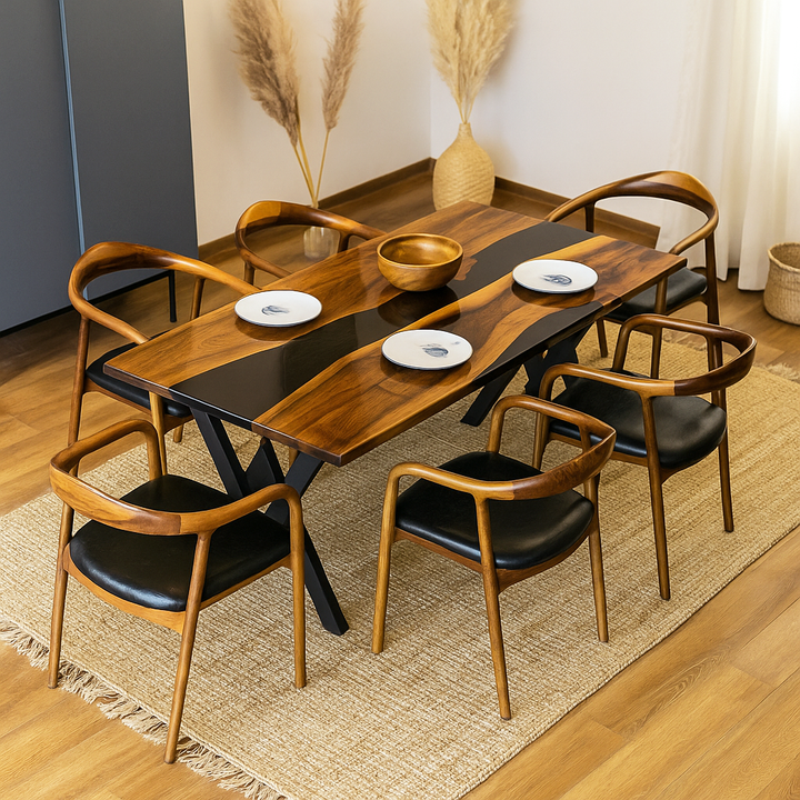 walnut wood epoxy dining table upp home store