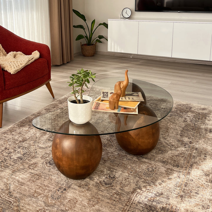 glass-coffee-table-brown-decorative-wooden-balls-modern-center-table-sleek-glass-top-design-upphomestore