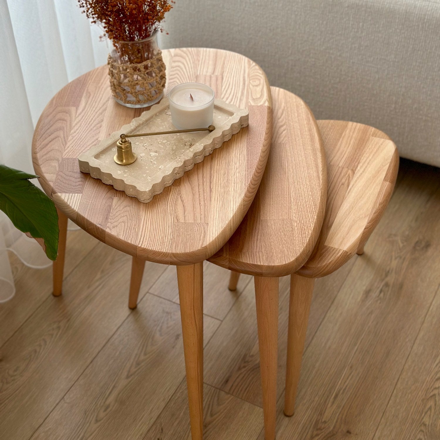 Solid oak nest of tables discount