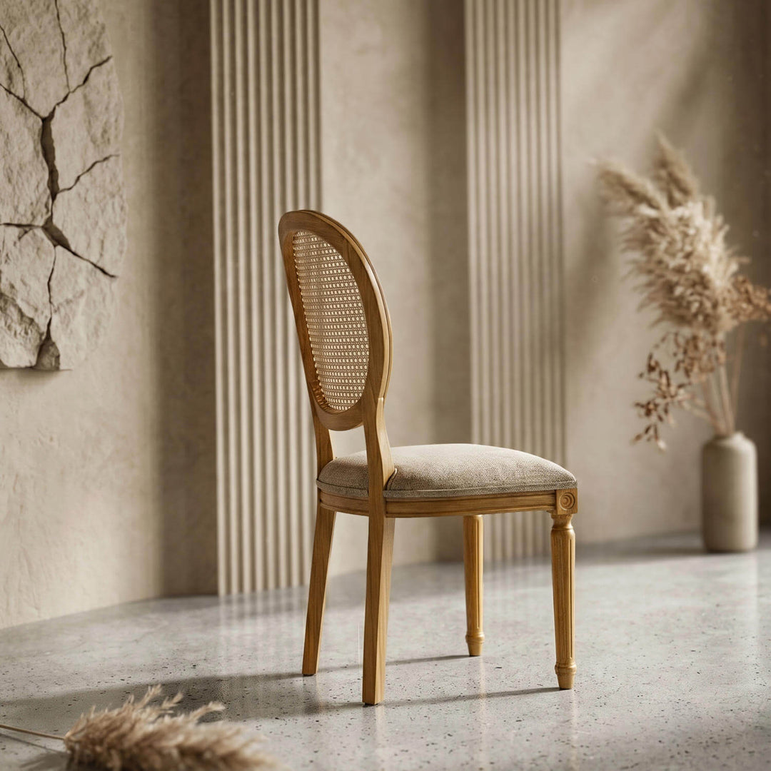 Artisan medallion beech chair crafted from durable wood, offering a perfect balance of heritage style and modern comfort.
