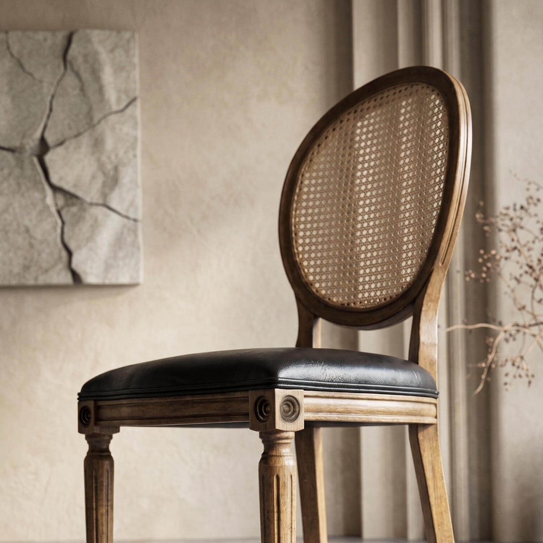 French provincial style medallion beech chair designed to add warmth and artistic elegance to contemporary living spaces.