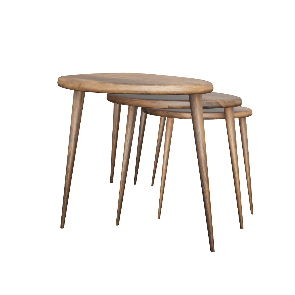 Nesting Table Set of 3 or 2 – Solid Walnut Ercol Pebble Style Side Tables