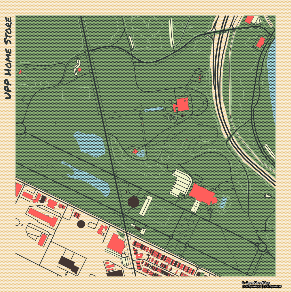 Illustrated map showing the location of the UPP Home showroom