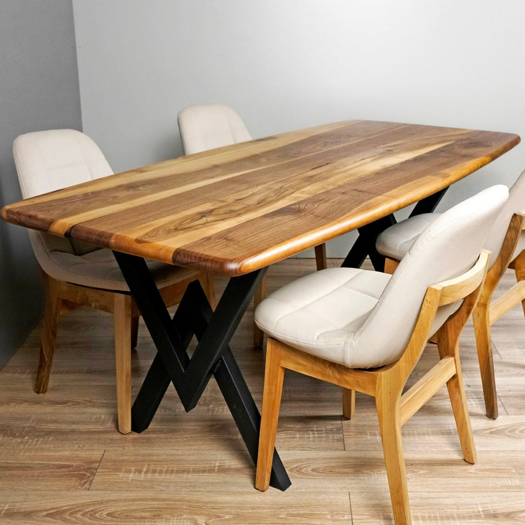 Smooth Table Solid Wood Walnut Dining Table - Smooth Edge Kitchen Table