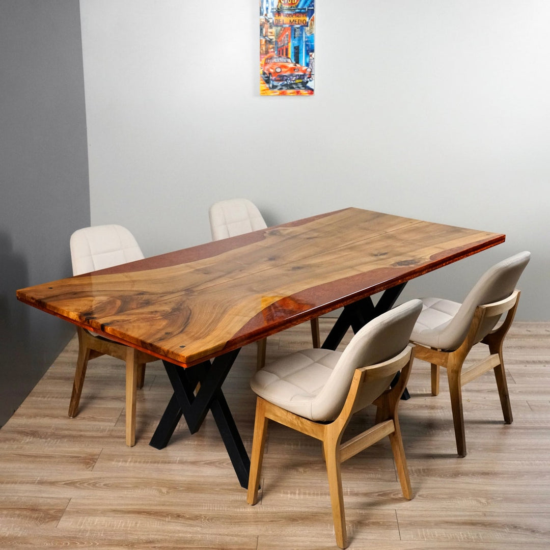 walnut-solid-dining-table-dining-table-sets-farmhouse-table-set-work-and-computer-table-maroon-epoxy-resin-table-metal-leg-modern-upphomestore